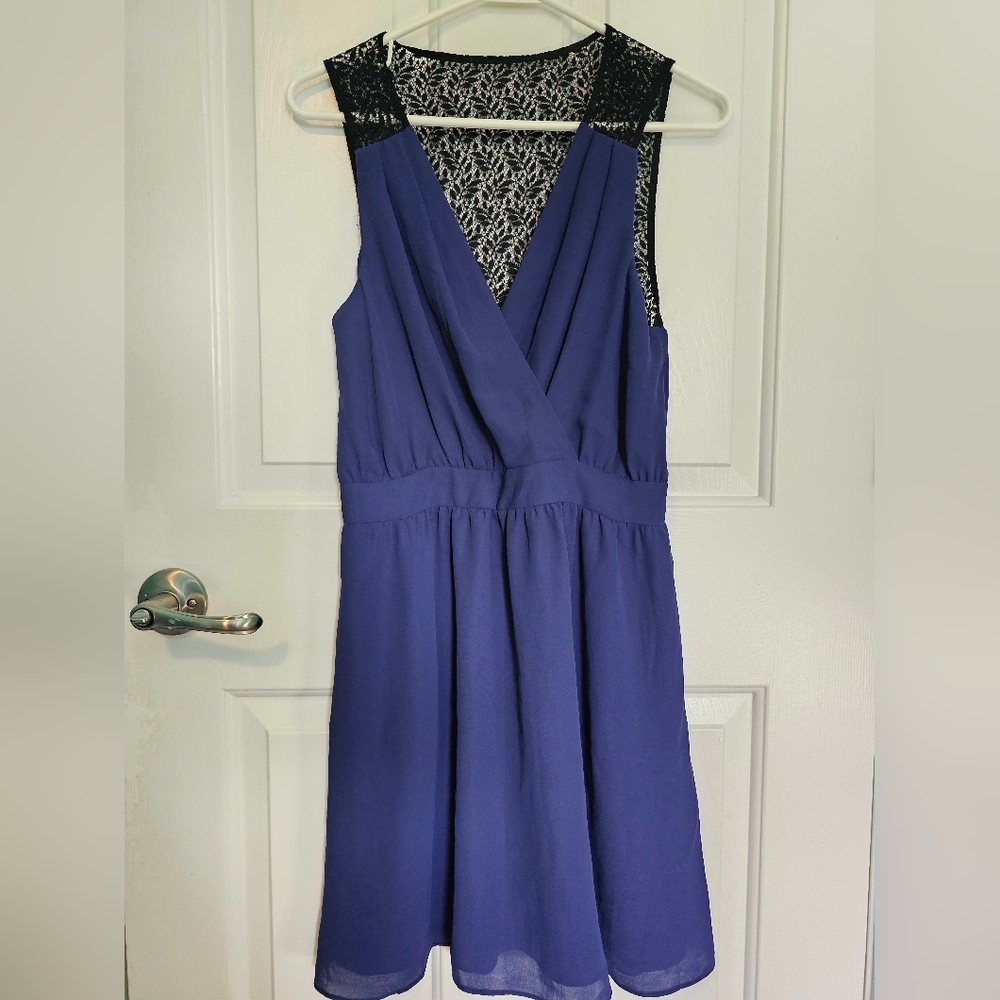 BCBGeneration Royal Blue Sleeveless Dress w/Black Lace on Back Women's size 4